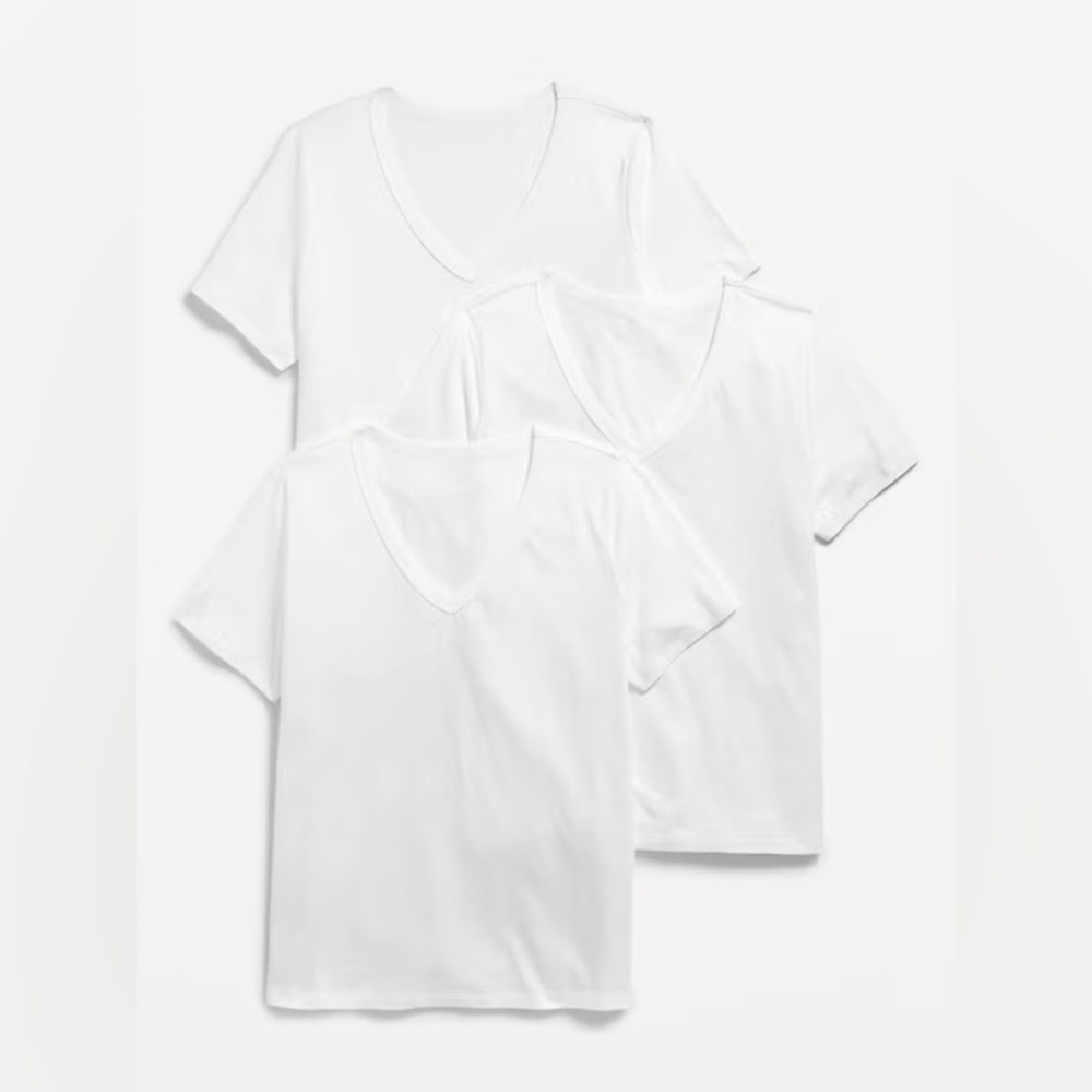 OLD NAVY EVERYDAY V-NECK T-SHIRT 3 PK - WHITE VARIOUS SIZES (NEW WITH TAGS) A25